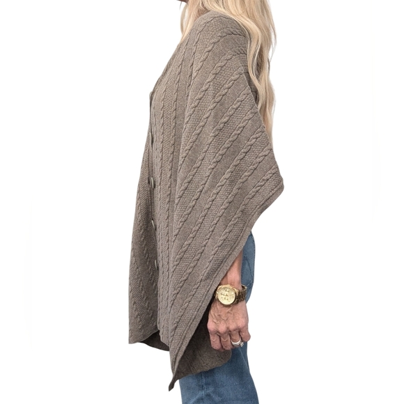Soft Surroundings Lambswool Cashmere Cable Knit Button Wrap Shawl Poncho S/M - Picture 13 of 13